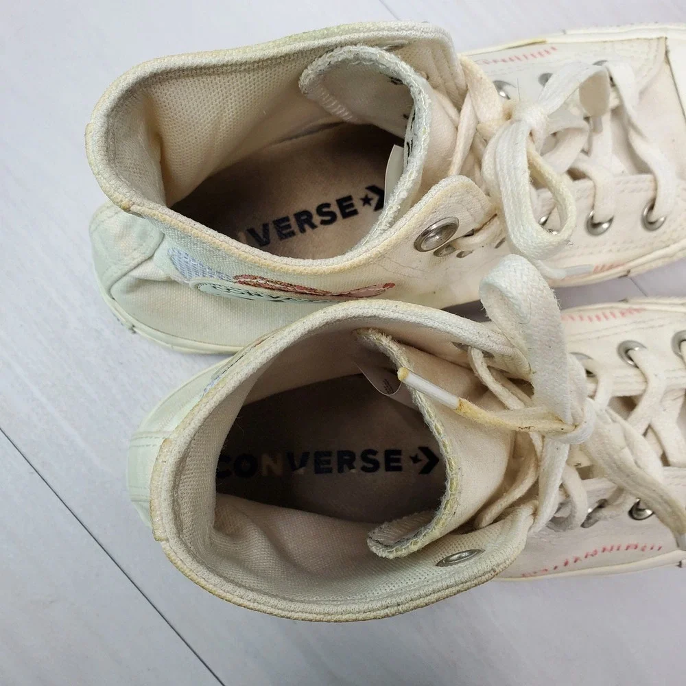 Converse Chuck Taylor All Star High‎ Top Sneakers White Pink Floral Size 8 - Picture 11 of 16